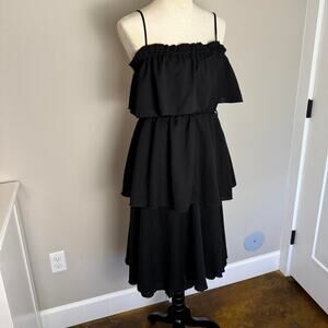 Black tiered ruffle maxi dress